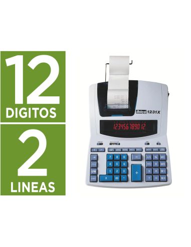 Calculadora Ibico 1231X Impresora Pantalla Lcd Papel 57 Mm 12 Digitos 2 Colores Impresion Bicolor