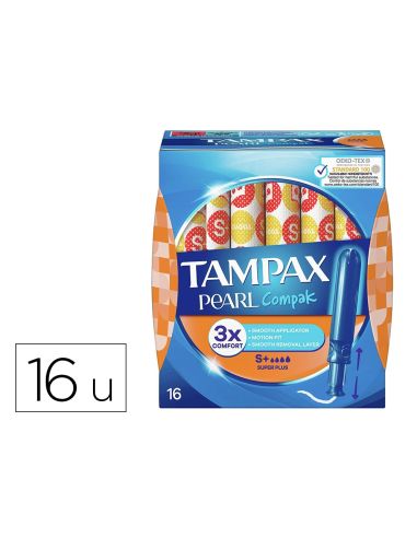 Tampon Tampax Pearl Compak Super Plus Caja De 16 Unidades