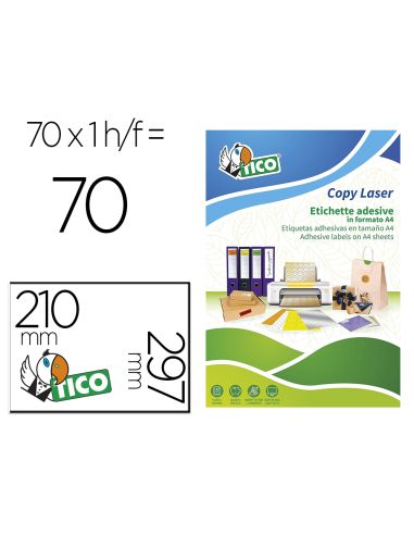 Etiqueta Adhesiva Tico Verde F Luorescentes Permanente Fsc Laser/Inkjet/Fotocopia 210X297 Mmcaja De 70 Unidades