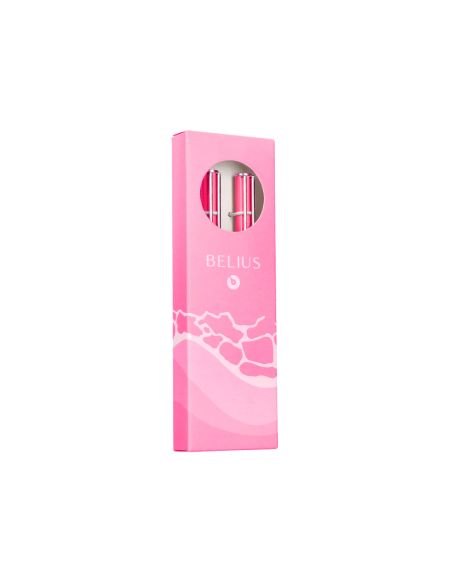 Juego Boligrafo Y Roller Belius Endless Summer Aluminio Color Rosa Y Plateado Tinta Azul Caja De Diseño