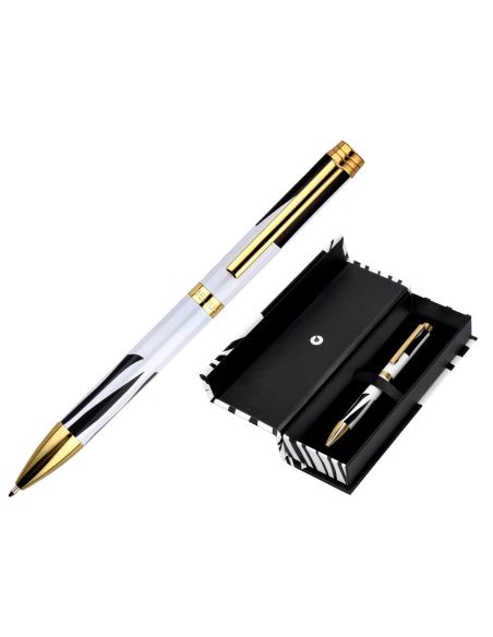 Boligrafo Belius Dualita Cuerpo Blanco Color Negro Tinta Azul Caja De Diseño