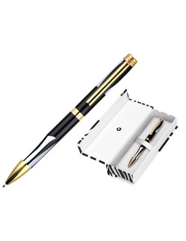 Boligrafo Belius Dualita Cuerpo Negro Color Blanco Tinta Azul Caja De Diseño
