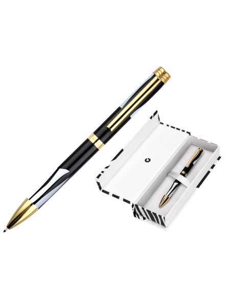 Boligrafo Belius Dualita Cuerpo Negro Color Blanco Tinta Azul Caja De Diseño