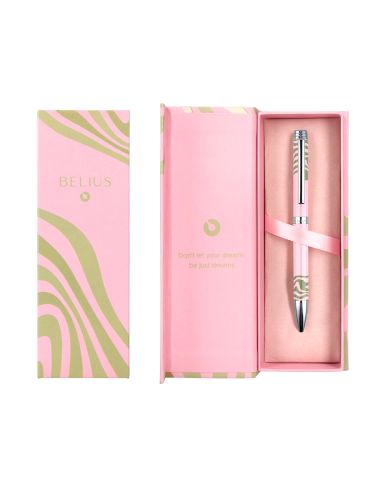 Boligrafo Belius Ink Dreams Aluminio Color Rosa Y Verde Matcha Plateado Frase Interior Tinta Azul Caja De Diseño