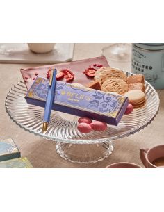 Boligrafo Belius Macaron Bliss Forma Hexagonal Color Morado Y Dorado Tinta Azul Caja De Diseño 2