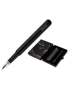 Pluma Y Funda De Similpiel Belius Space B Color Minimalista Negro Tinta Azul Caja De Diseño