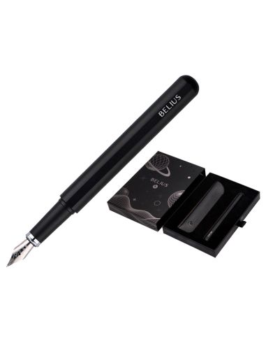 Pluma Y Funda De Similpiel Belius Space B Color Minimalista Negro Tinta Azul Caja De Diseño