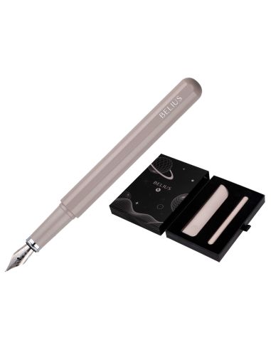 Pluma Y Funda De Similpiel Belius Space B Color Minimalista Gris Tinta Azul Caja De Diseño