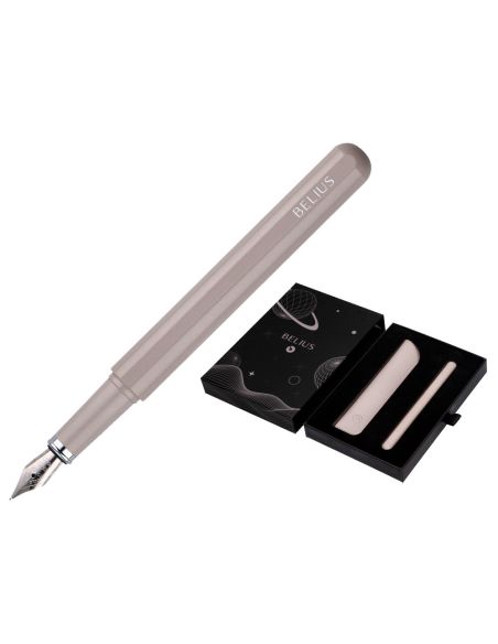Pluma Y Funda De Similpiel Belius Space B Color Minimalista Gris Tinta Azul Caja De Diseño