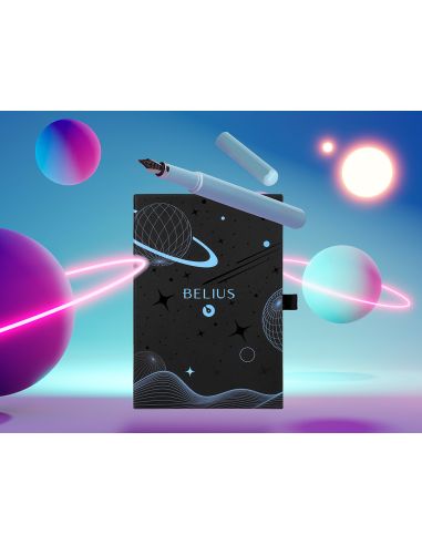 Pluma Y Funda De Similpiel Belius Space B Color Minimalista Azul Tinta Azul Caja De Diseño