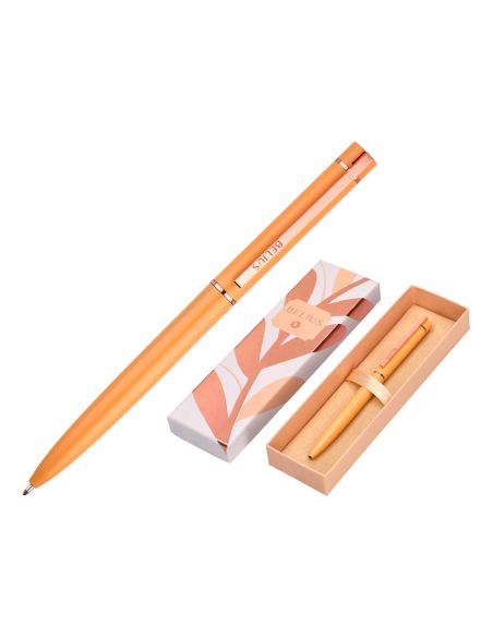 Boligrafo Belius Rose Aluminio Color Naranja/Oro Rosa Tinta Azul Caja De Diseño