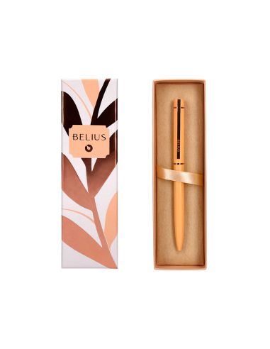 Boligrafo Belius Rose Aluminio Color Naranja/Oro Rosa Tinta Azul Caja De Diseño