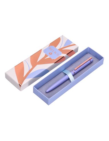 Boligrafo Belius Rose Aluminio Color Lavanda/Oro Rosa Tinta Azul Caja De Diseño