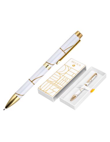 Boligrafo Belius Carte Blanche Color Y Blanco Dorado Tinta Azul Caja De Diseño