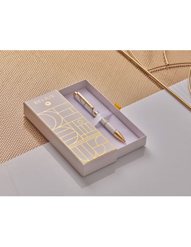 Boligrafo Belius Carte Blanche Color Y Blanco Dorado Tinta Azul Caja De Diseño