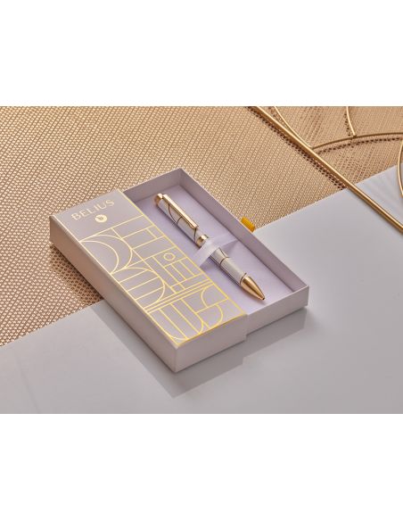 Boligrafo Belius Carte Blanche Color Y Blanco Dorado Tinta Azul Caja De Diseño