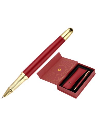 Boligrafo Y Estuche Belius Soiree Color Art Deco Granate Y Dorado Tinta Azul Caja De Diseño
