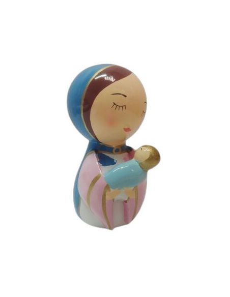 Virgen Madera Pintada 9Cm Maternidad