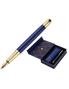 Pluma Y Estuche Belius Soiree Color Art Deco Azul Marino Y Dorado Tinta Azul Caja De Diseño