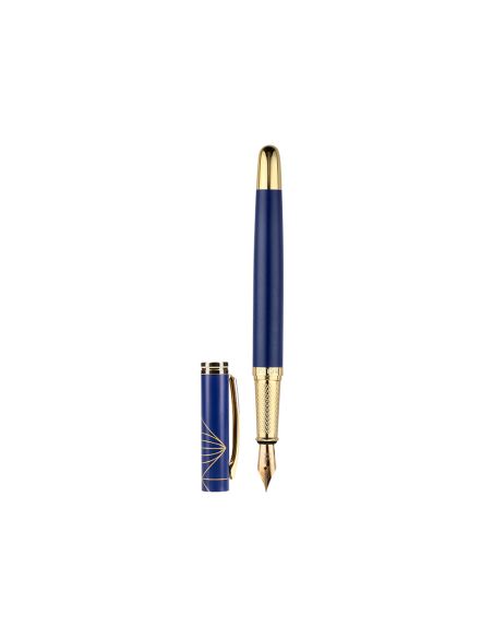 Pluma Y Estuche Belius Soiree Color Art Deco Azul Marino Y Dorado Tinta Azul Caja De Diseño