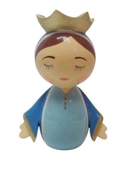 Virgen Madera Pintada 9Cm Milagrosa