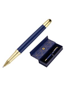 Boligrafo Belius Soiree Aluminio Color Azul Marino Y Dorado Tinta Azul Caja De Diseño
