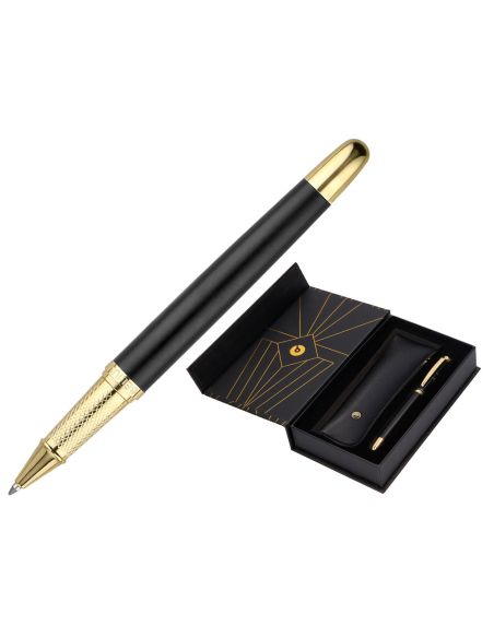 Boligrafo Y Estuche Belius Soiree Color Negro Y Dorado Tinta Azul Caja De Diseño