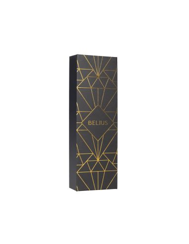 Pluma Belius Soiree Aluminio Color Art Deco Negro Y Dorado Tinta Azul Caja De Diseño