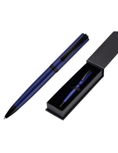 Boligrafo Belius Turbo Aluminio Color Azul Y Negro Tinta Azul Caja De Diseño