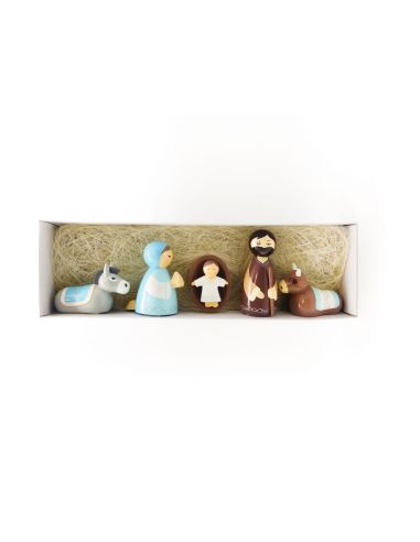 Nacimiento Madera 6 Piezas 9 Cm V.Azul