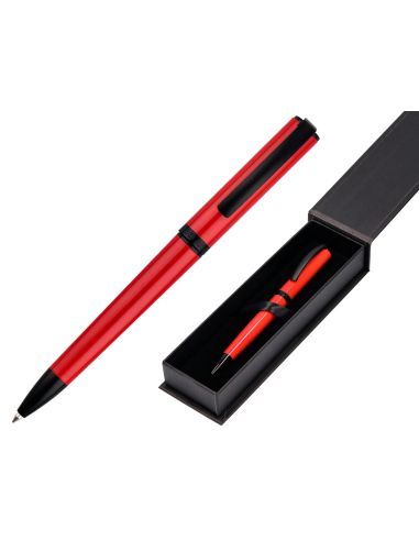 Boligrafo Belius Turbo Aluminio Color Rojo Y Negro Tinta Azul Caja De Diseño