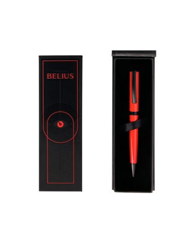 Boligrafo Belius Turbo Aluminio Color Rojo Y Negro Tinta Azul Caja De Diseño