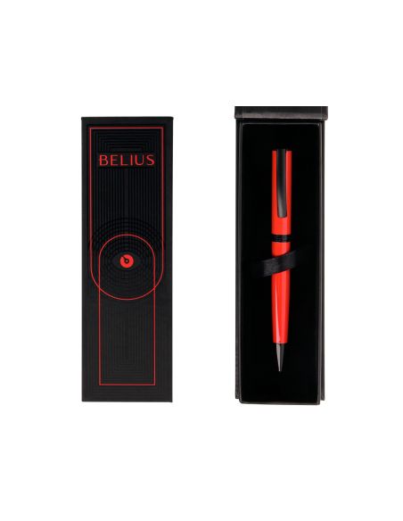 Boligrafo Belius Turbo Aluminio Color Rojo Y Negro Tinta Azul Caja De Diseño
