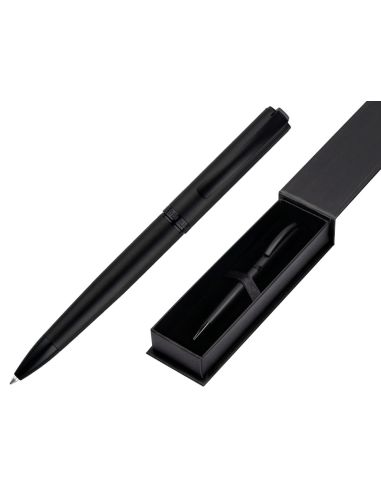 Boligrafo Belius Turbo Aluminio Color Negro Tinta Azul Caja De Diseño