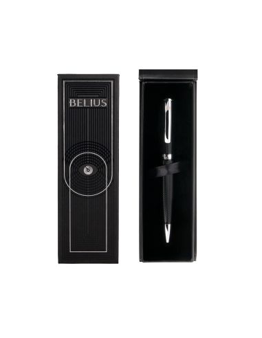 Roller Belius Turbo Aluminio Textura Punteada Color Negro Y Plateado Tinta Azul Caja De Diseño