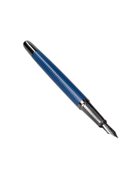 Pluma Belius Neptuno Aluminio Textura Wavy Color Azul Marino Tinta Azul Caja De Diseño