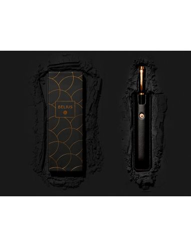Pluma Y Estuche Cuero Belius Passion Dor Aluminio Textura Cepillada Color Negro Y Dorado Tinta Azul Caja Diseño