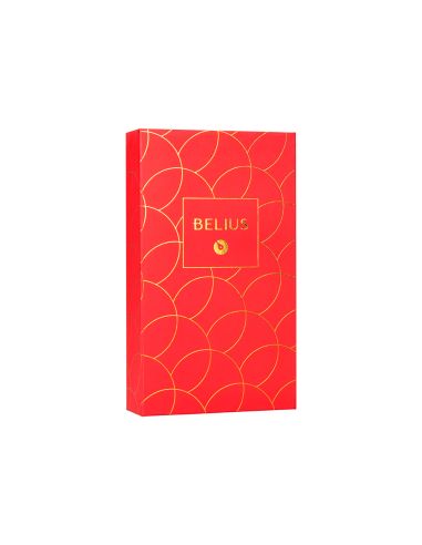 Pluma Y Estuche Cuero Belius Passion Dor Aluminio Textura Cepillada Color Rojo Y Dorado Tinta Azul Caja De Diseño