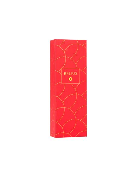 Boligrafo Belius Passion Dor Aluminio Textura Cepillada Color Rojo Y Dorado Tinta Azul Caja De Diseño