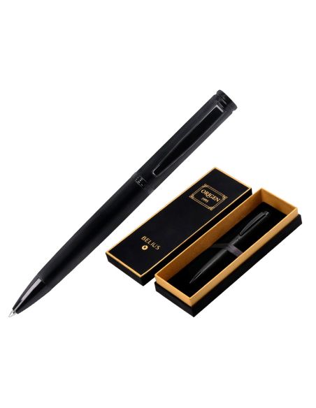 Boligrafo Belius Origen 1995 Aluminio Textura Cepillada Color Negro Tinta Azul Caja De Diseño