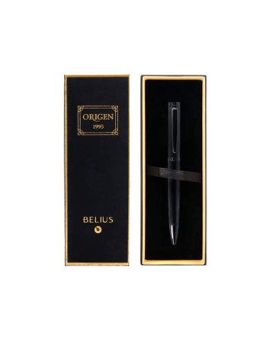 Boligrafo Belius Origen 1995 Aluminio Textura Cepillada Color Negro Tinta Azul Caja De Diseño