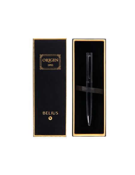 Boligrafo Belius Origen 1995 Aluminio Textura Cepillada Color Negro Tinta Azul Caja De Diseño