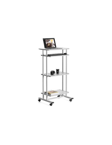 Mesa Ordenador Rocada Rd-5220 Estructura Metalica Bandejas Regulables En Altura Con Teclado Extraible