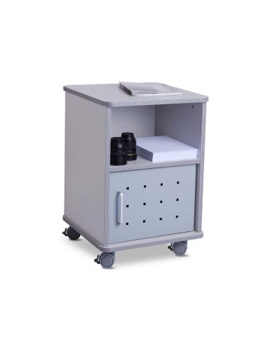 Mesa Auxiliar Rocada Rd-4030 Para Fotocopiadoras/Fax Melamina Con Ruedas Y Puerta Metalica Gris 47X49X68 Cm