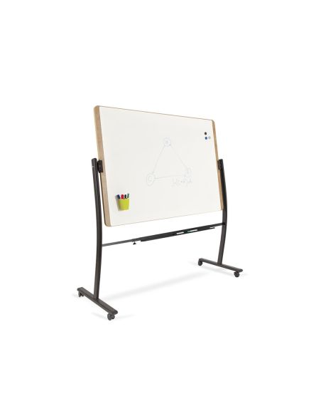 Pizarra Blanca Rocada Lacada Magnetica Marco Aluminio Doblecara Volteable Curve Con Ruedas 100X150 Cm