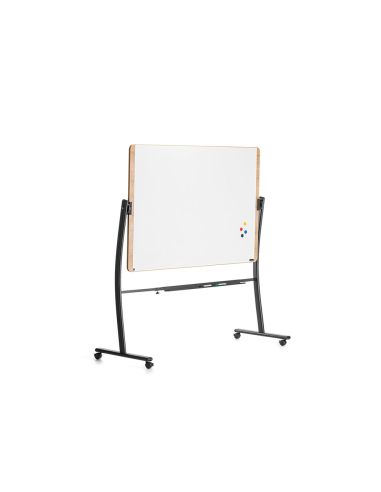 Pizarra Blanca Rocada Lacada Magnetica Marco Aluminio Doblecara Volteable Curve Con Ruedas 100X150 Cm