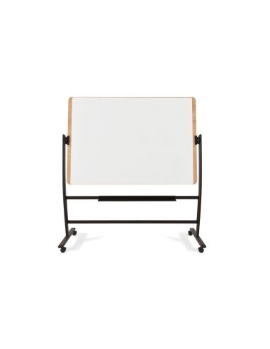Pizarra Blanca Rocada Lacada Magnetica Marco Aluminio Doblecara Volteable Curve Con Ruedas 100X150 Cm