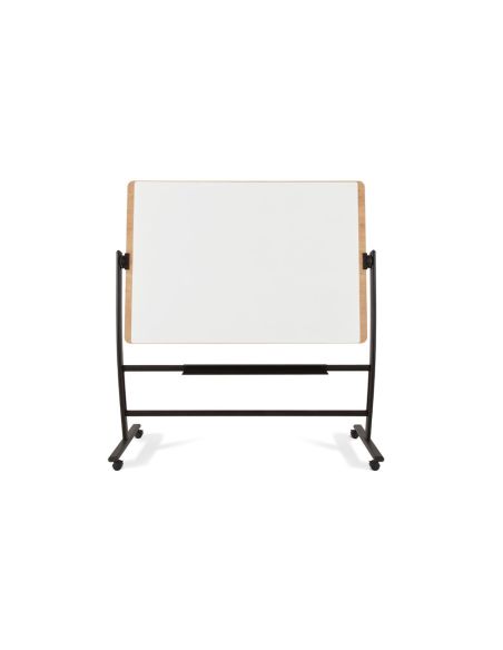 Pizarra Blanca Rocada Lacada Magnetica Marco Aluminio Doblecara Volteable Curve Con Ruedas 100X150 Cm
