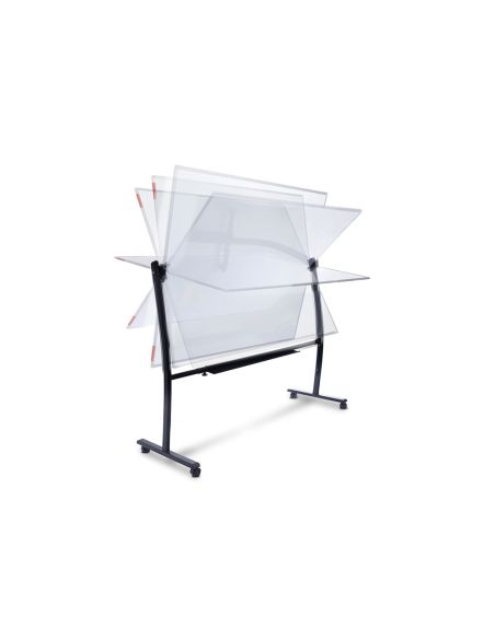 Pizarra Blanca Rocada Acero Vitrificado Magnetico Marco Aluminio Doble Cara Volteable Curve 120X200 Cm