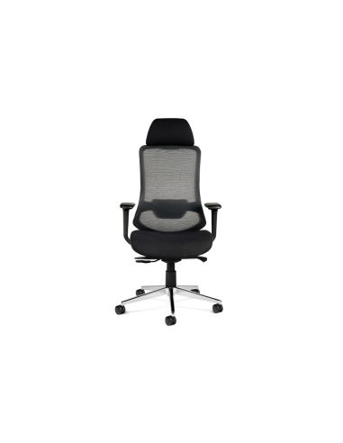 Silla Rocada Direccion Premium 24 Horas Con Brazos Ajustables Respaldo De Malla Y Asiento En Tela Negro